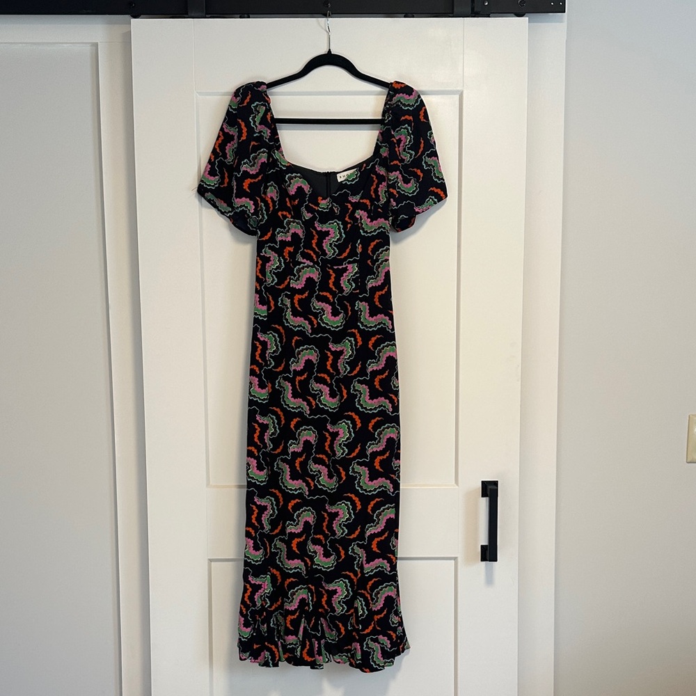 RHODE Black Dress with Vibrant Multicolor Pattern